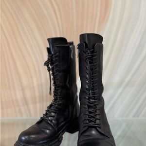 Sleek Black Lace-Up Women's High-Shaft Boots